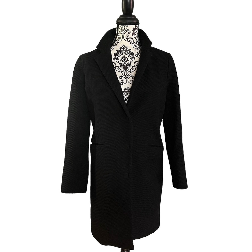 Oot’Ame Women’s Wool Pea Coat SZ M Black Classic Capsule Wardrobe Made in Italy